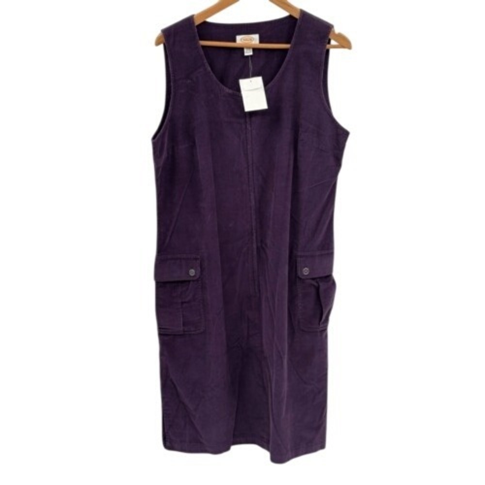 Vintage Talbots Jumper Dress Corduroy Women Size‎ 14 Purple Sleeveless New